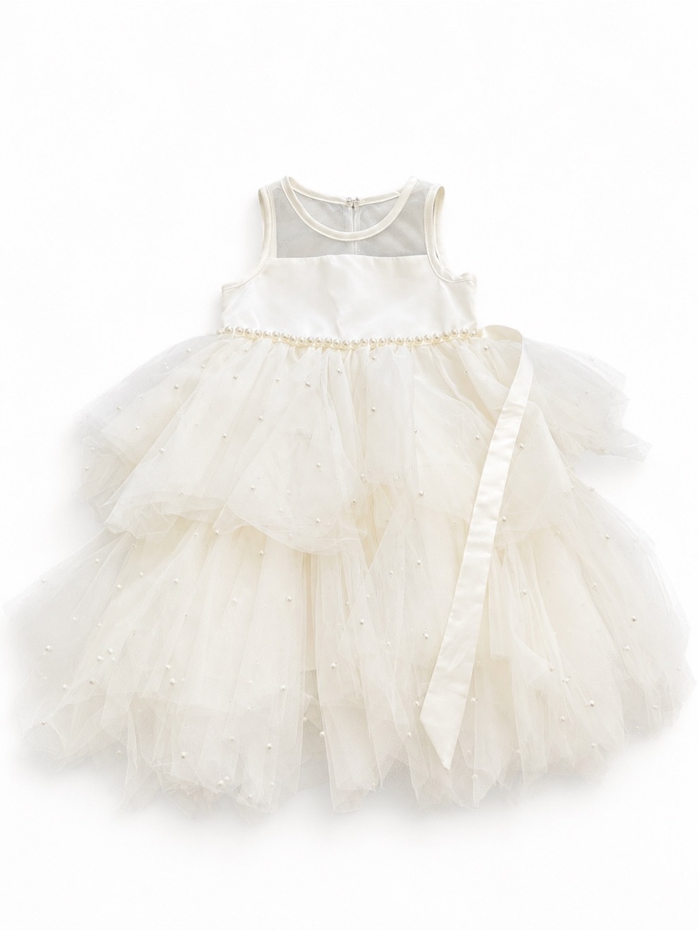 American Princess Satin Party Dress in Ivory White